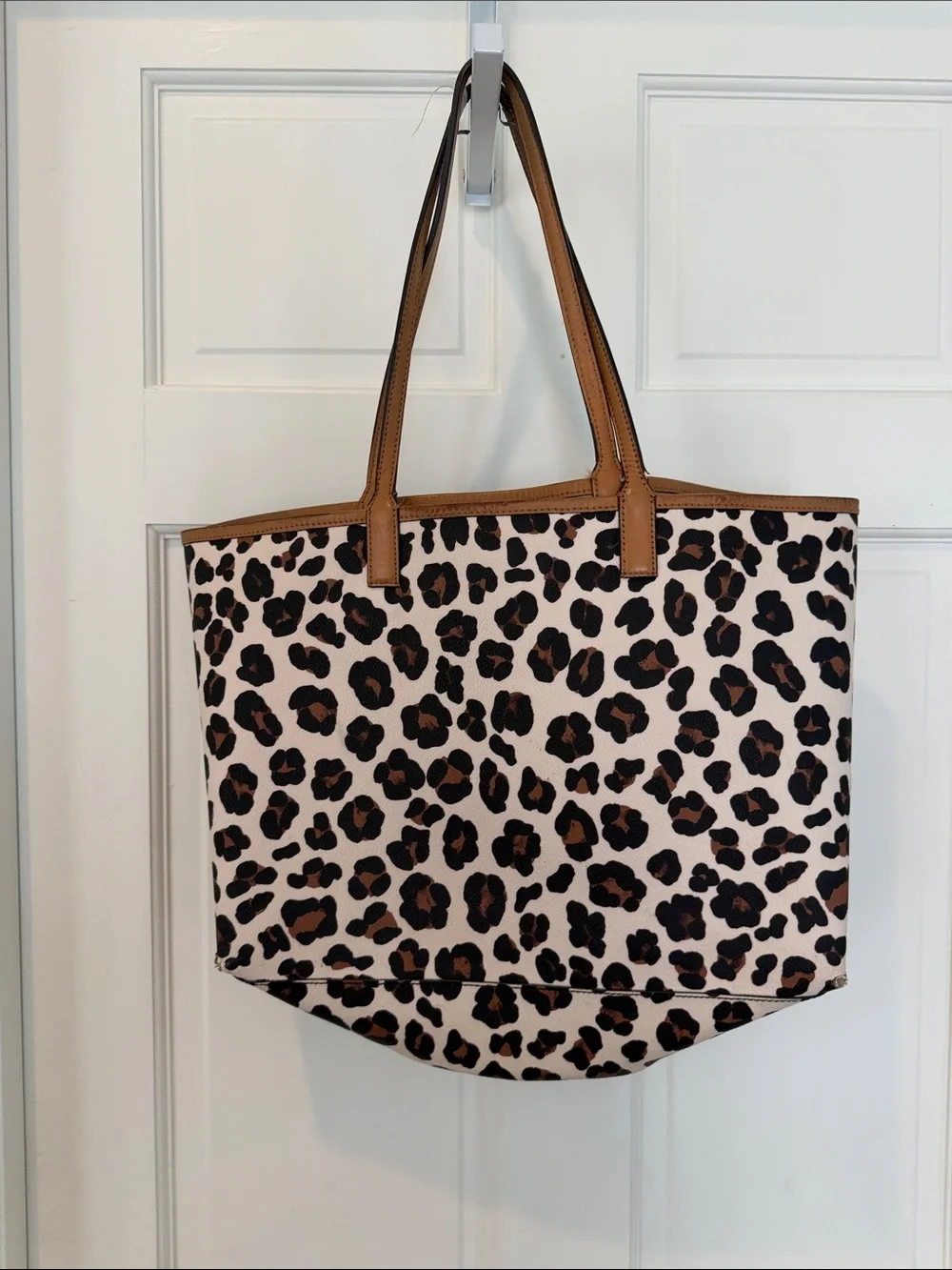 Tory Burch Leopard-Print Tote with Tan Trim